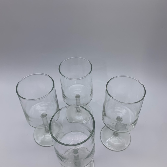 Set If 4 Vintage Clear Solid Cylinder Stem Wine Glasses 7” - Picture 8 of 10